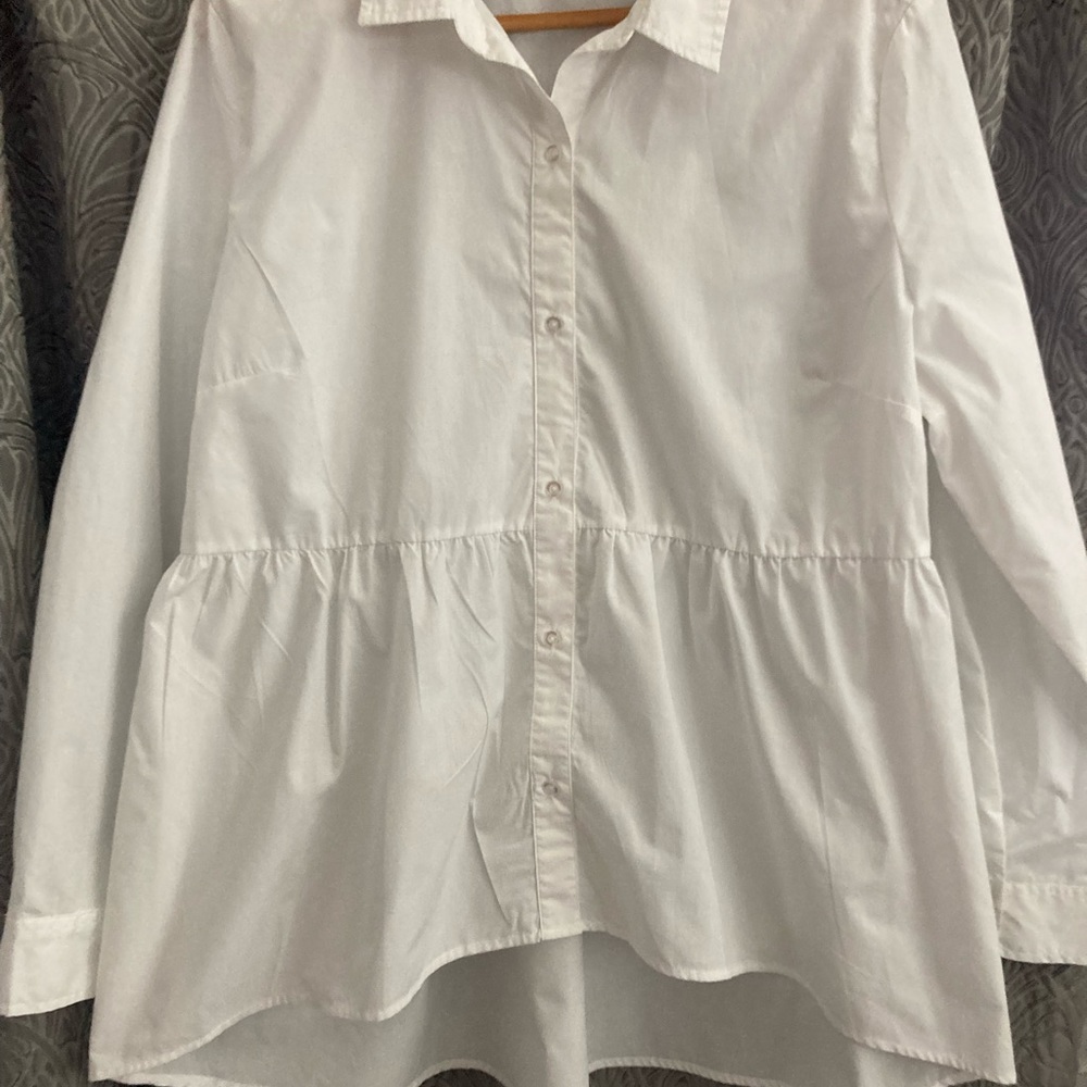 White Peplum Blouse, Size XL